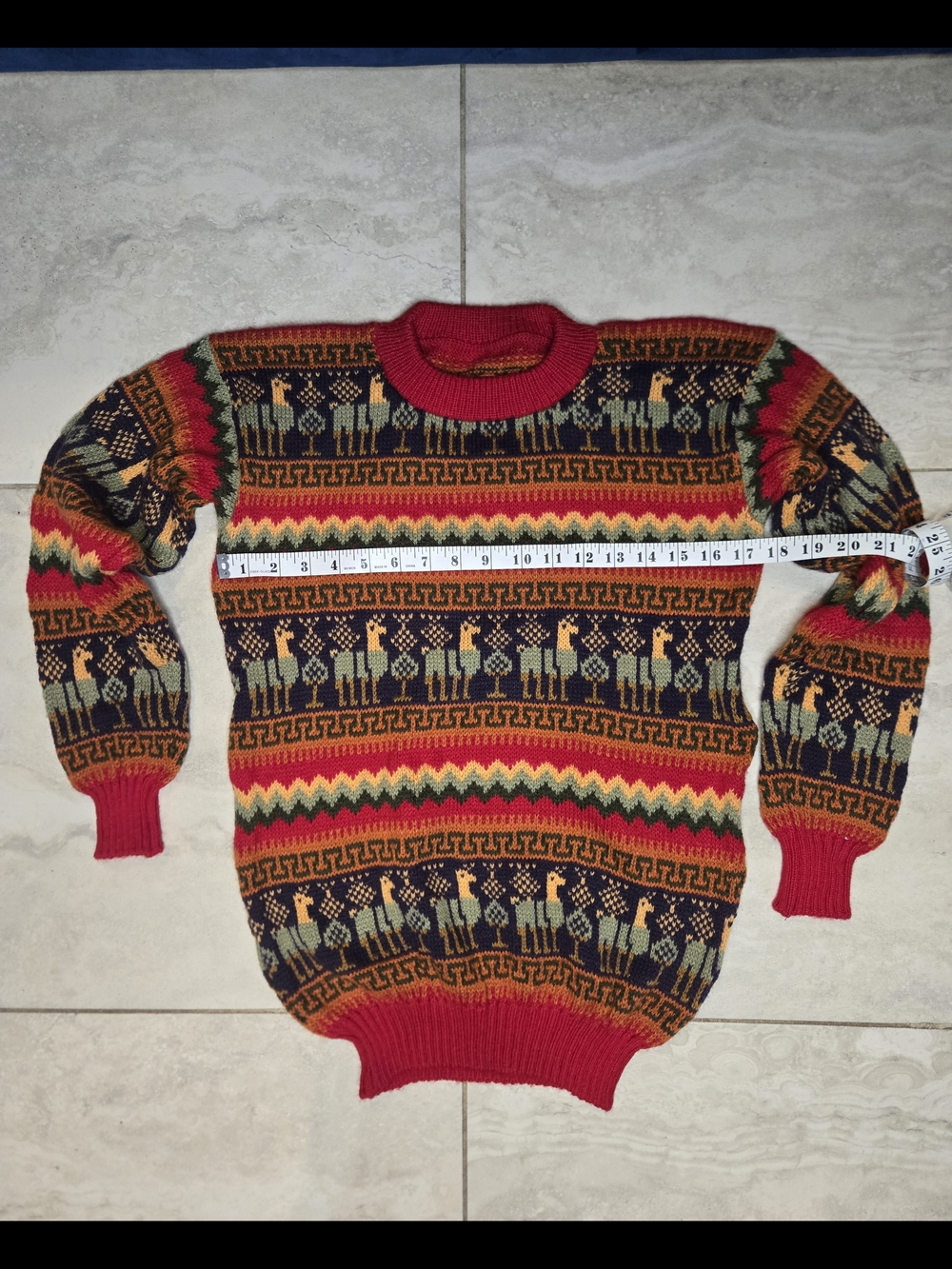 Bolivian Alpaca Wool Patterned Crewneck Sweater